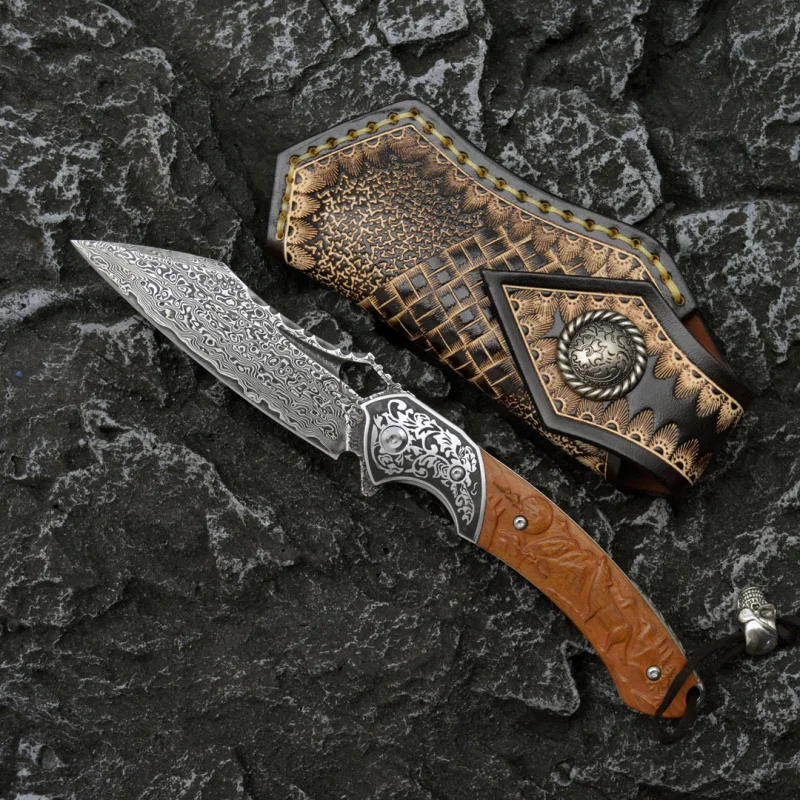 Damascus steel folding knife V - Outdoor Hunting Gifts recension och pris