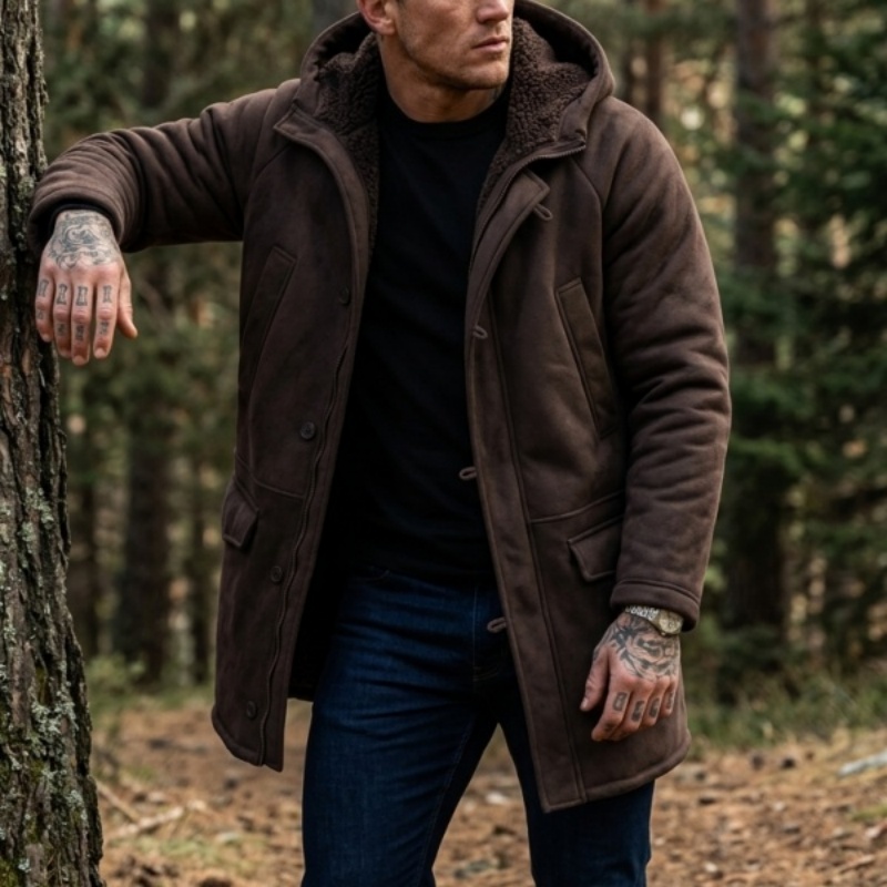 New Men's Faux Fur Lined Hoode - Outdoor Hunting Fleece recension och pris