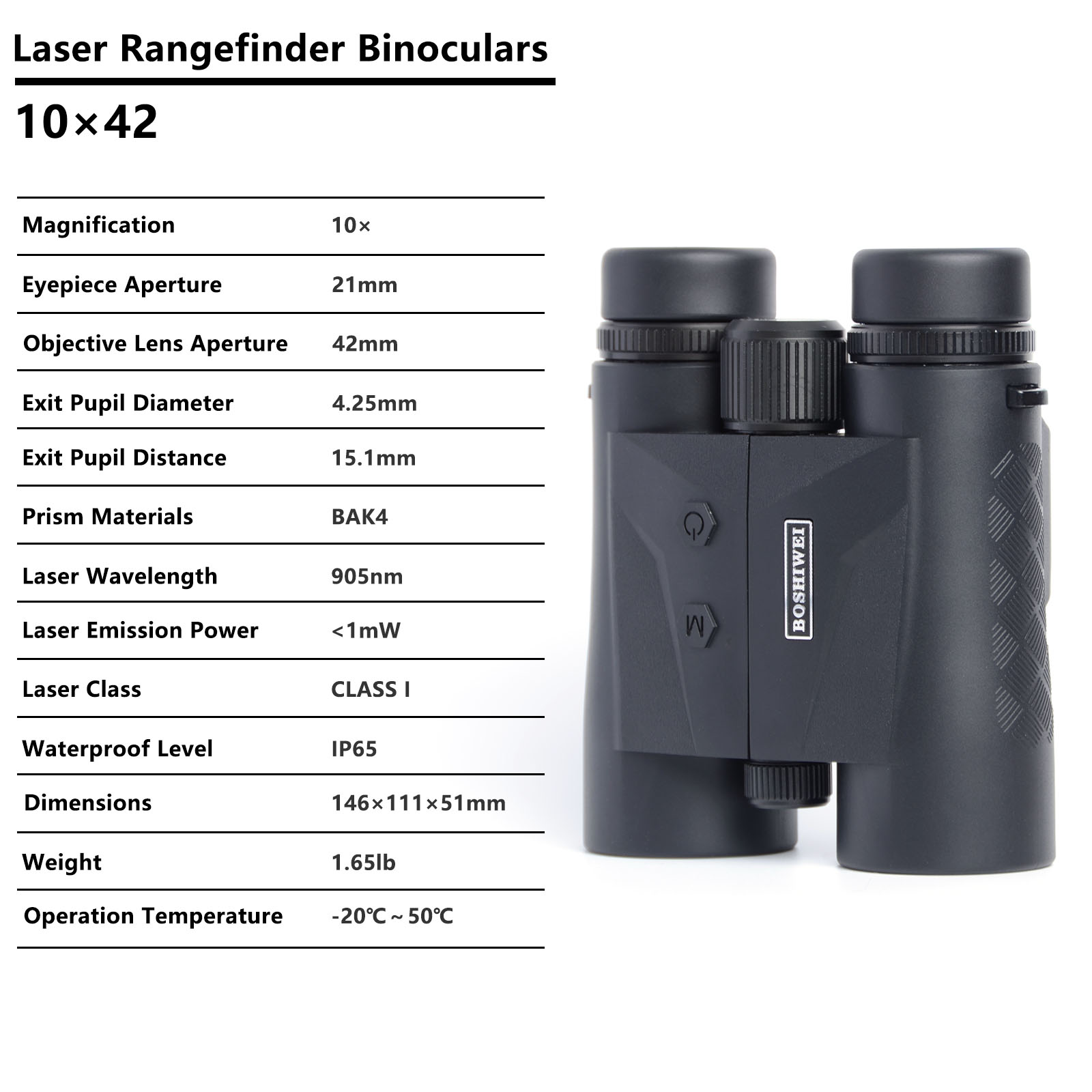 BOSHIWEI 10x42 Laser Rangefind - Rangefinder Laser Hunting recension och pris