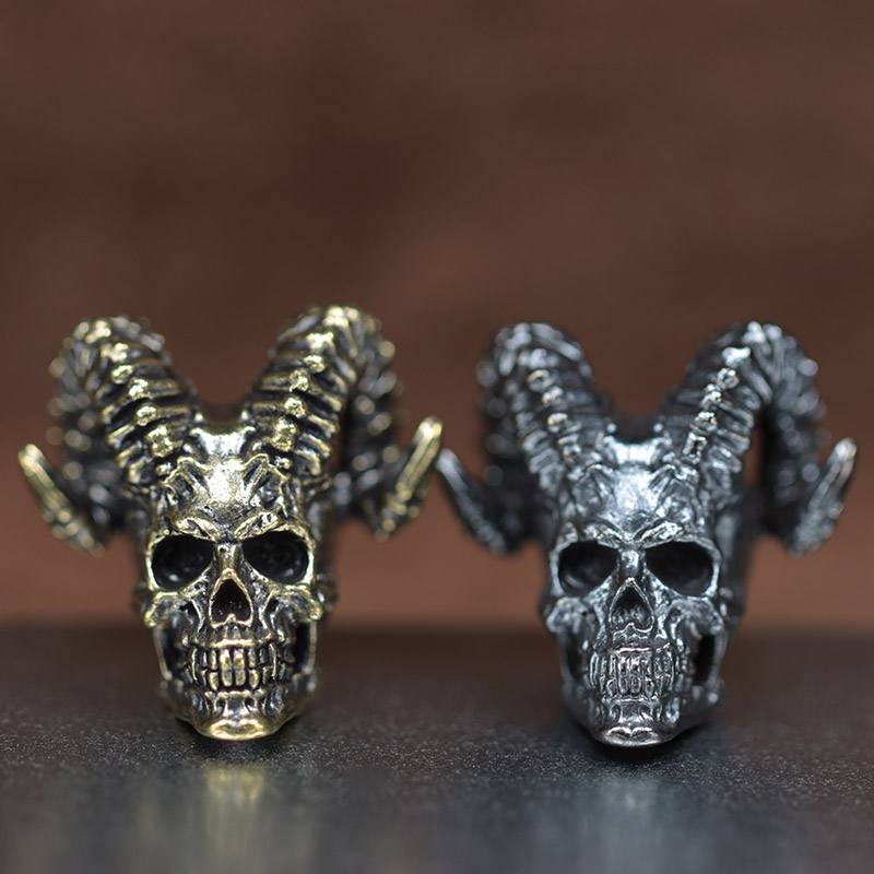 Goat Horn Skull Head Brass Kni - Paracord Survival Bracelet recension och pris