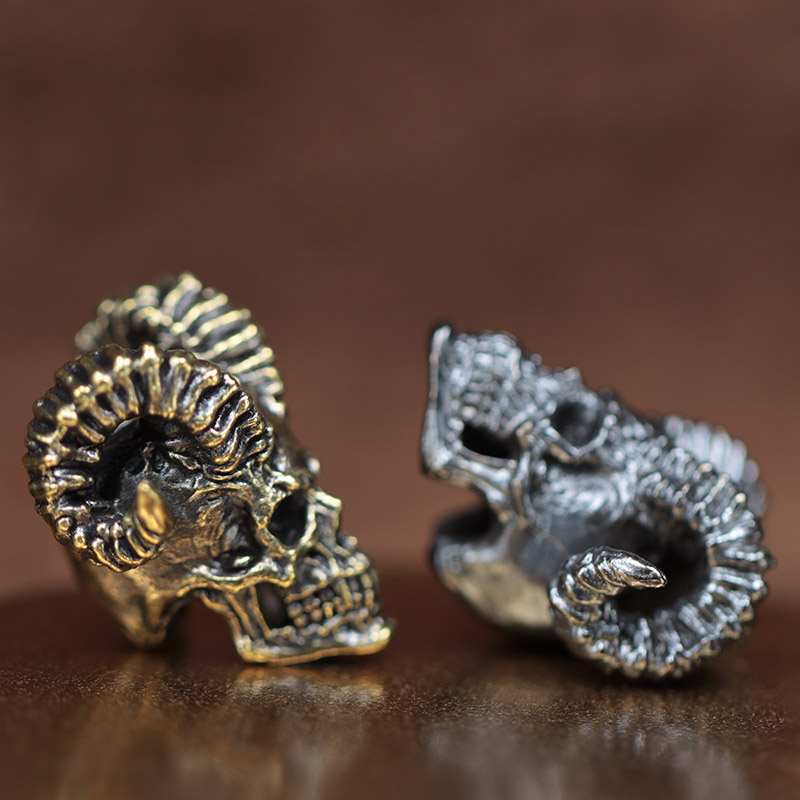 Goat Horn Skull Head Brass Kni - Paracord Survival Bracelet recension och pris
