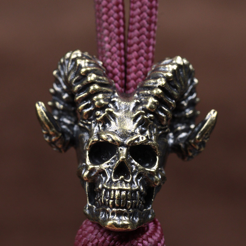 Goat Horn Skull Head Brass Kni - Paracord Survival Bracelet recension och pris