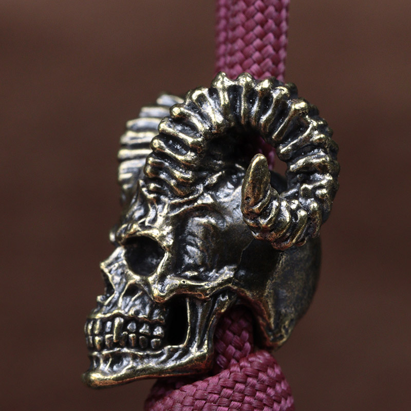 Goat Horn Skull Head Brass Kni - Paracord Survival Bracelet recension och pris