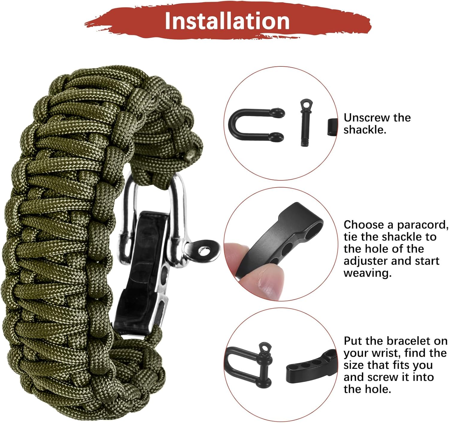 4/10Pcs Paracord Bracelet Buck - Paracord Survival Bracelet recension och pris