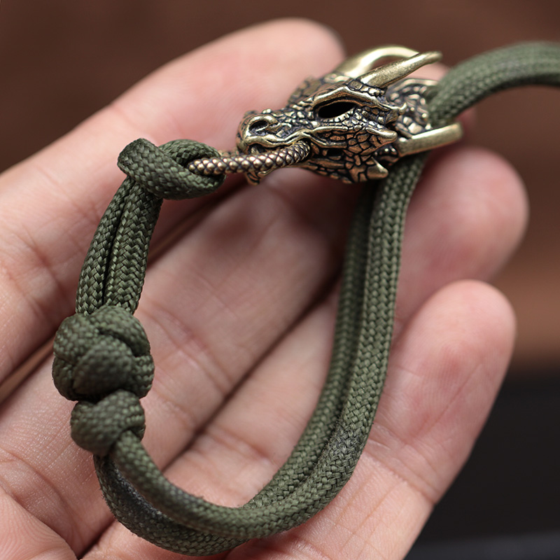 Dragon Head Brass Buckle EDC O - Paracord Survival Bracelet recension och pris